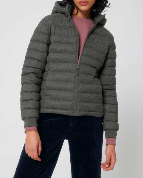 YTWOO Nachhaltige Damen Jacke im Woll-Look, gefüttert, komplett recycelt, Steppjacke von YTWOO