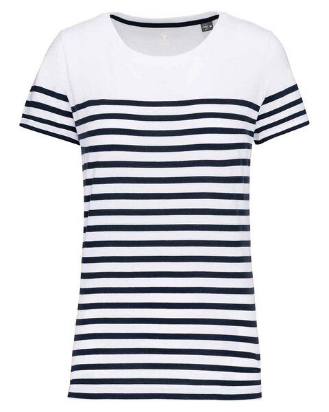 YTWOO Nachhaltiges Damen-T-Shirt mit Rundhalsausschnitt im Marine-Stil YTWOO Nachhaltiges Damen-T-Shirt mit Rundhalsausschnitt im Marine-Stil von YTWOO
