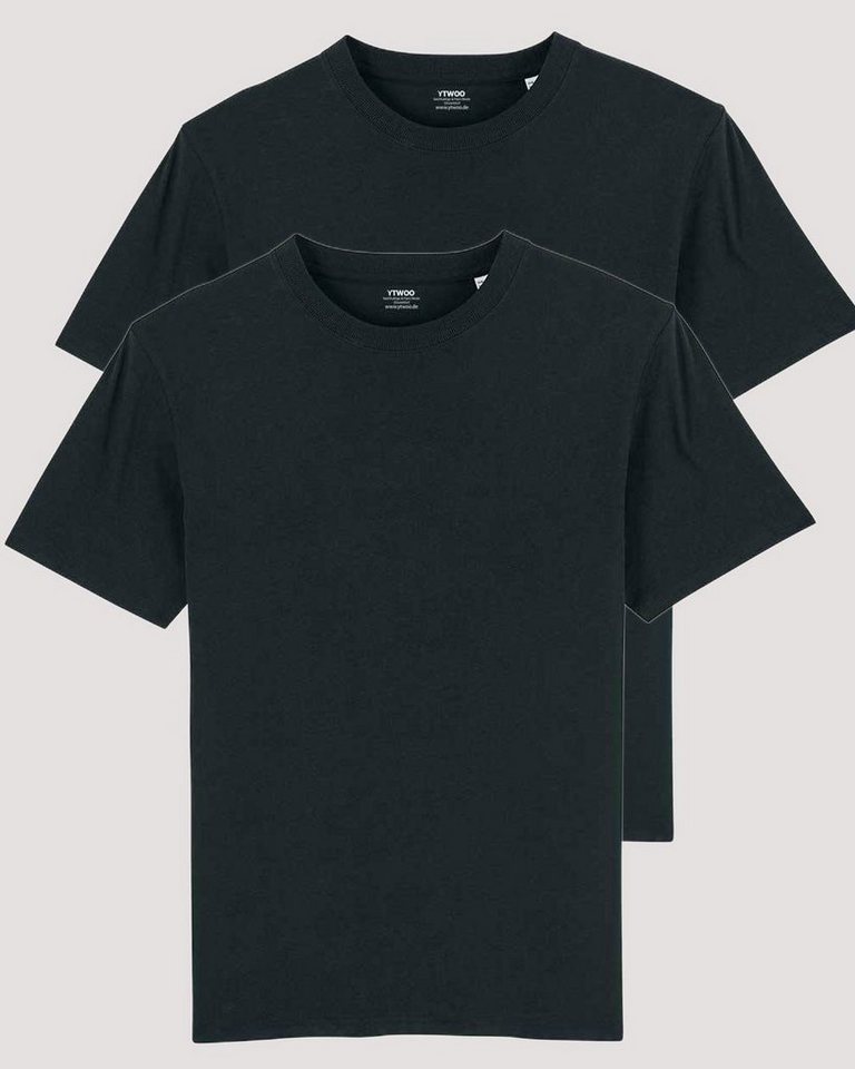 YTWOO T-Shirt 2er Pack, Männer T-Shirt Basic, schwere Bio-Baumwolle, 220g/m² von YTWOO