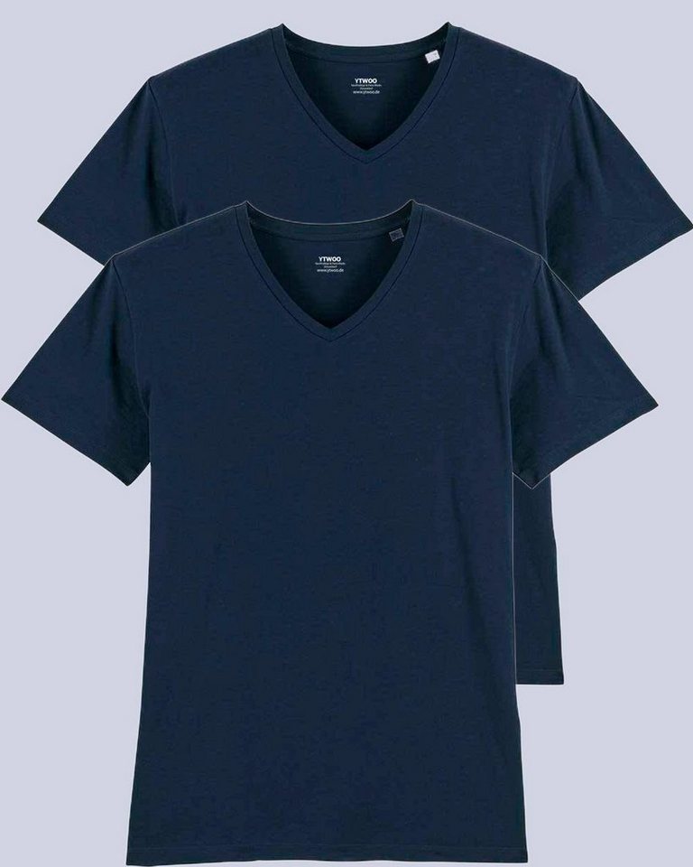 YTWOO T-Shirt 2er Pack V T-Shirt für Männer, Fair & Nachhaltig (Spar-Set, 2er Set) von YTWOO