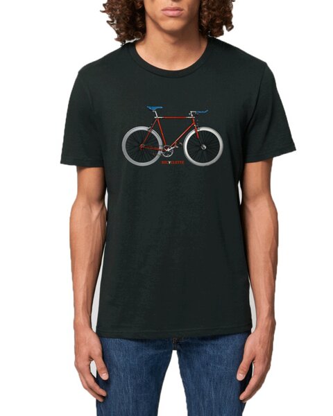 YTWOO Unisex T-Shirt Rennrad rot mit blauem Sattel französisch Bicyclette von YTWOO