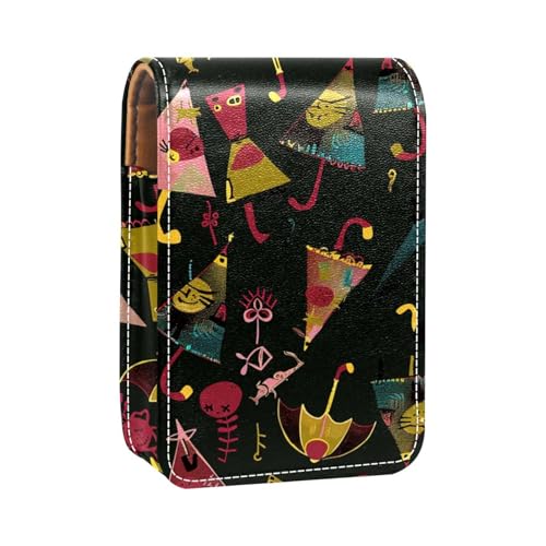 Lippenstiftetui,Lipgloss Lippenstift Organizer aus Leder mit Spiegel,Mini Lippenstifthaltertasche,Regenschirm Blumenkatze Lippenstiftetui,Lipgloss Lippenstift Organizer aus Leder mit Spiegel,Mini Lippenstifthaltertasche,Regenschirm Blumenkatze von YTYVAGT