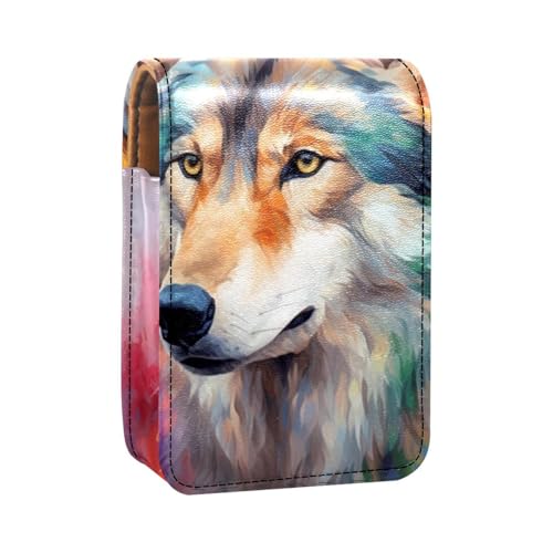 Lippenstiftetui,tragbare Make up Tasche,Kosmetiktasche,Lippenstifthalter,Make up Organizer,Abstrakter Wolf Aquarell Hund von YTYVAGT