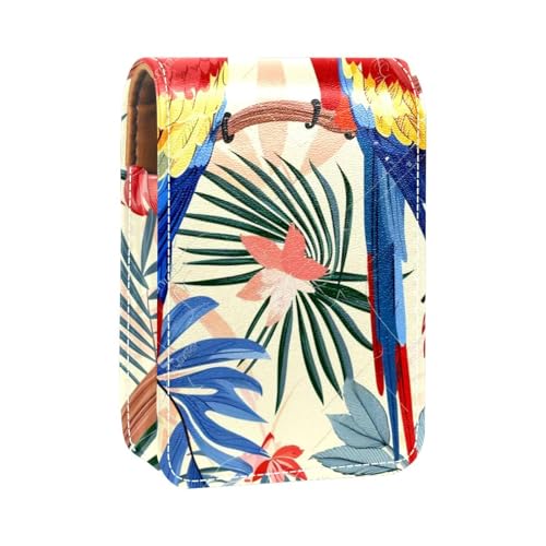 Lippenstiftetui,tragbare Make up Tasche,Kosmetiktasche,Lippenstifthalter,Make up Organizer,Tropischer Palmblatt Papagei mit Blumen Lippenstiftetui,tragbare Make up Tasche,Kosmetiktasche,Lippenstifthalter,Make up Organizer,Tropischer Palmblatt Papagei mit Blumen von YTYVAGT
