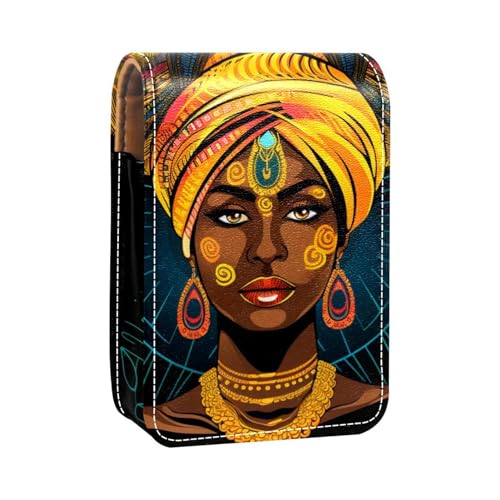 Reise Lippenstift Organizer Etui,Lippenstift Etui,tragbare Make up Tasche mit Spiegel,Afrikanische Frauen im ethnischen Stil von YTYVAGT