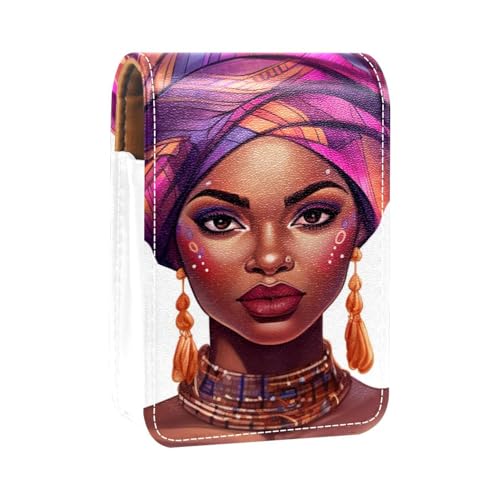 Reise Lippenstift Organizer Etui,Lippenstift Etui,tragbare Make up Tasche mit Spiegel,Afroamerikanerfrauen ethnisches Mädchen von YTYVAGT