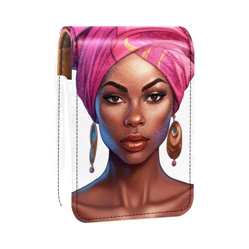 Reise Lippenstift Organizer Etui,Lippenstift Etui,tragbare Make up Tasche mit Spiegel,Afroamerikanerfrauen ethnisches Mädchen von YTYVAGT