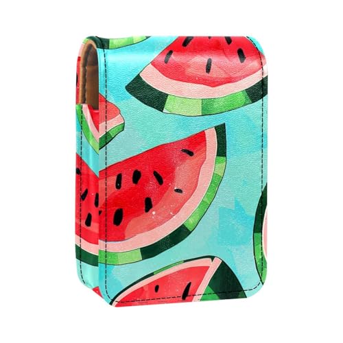 Reise Lippenstift Organizer Etui,Lippenstift Etui,tragbare Make up Tasche mit Spiegel,Aquarellfarbe Wassermelone von YTYVAGT