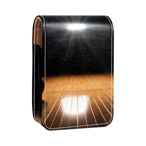 Reise Lippenstift Organizer Etui,Lippenstift Etui,tragbare Make up Tasche mit Spiegel,Basketball-Cricketfeld aus Holz von YTYVAGT