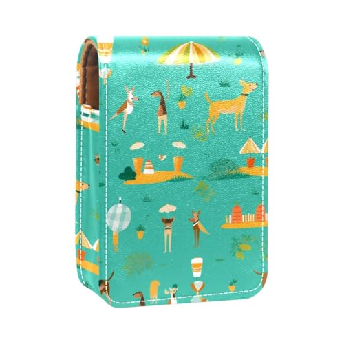 Reise Lippenstift Organizer Etui,Lippenstift Etui,tragbare Make up Tasche mit Spiegel,Boxer Hund Bier Regenschirm von YTYVAGT