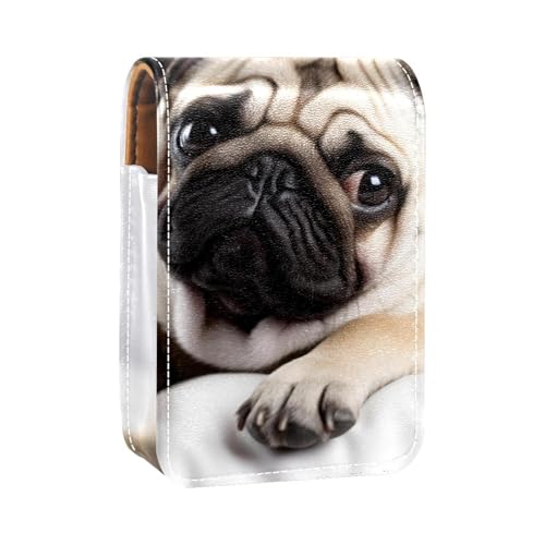 Reise Lippenstift Organizer Etui,Lippenstift Etui,tragbare Make up Tasche mit Spiegel,Bulldogge Haustier Hund von YTYVAGT