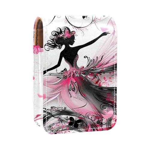 Reise Lippenstift Organizer Etui,Lippenstift Etui,tragbare Make up Tasche mit Spiegel,Bunte rosarote Herzen lieben Mädchen von YTYVAGT