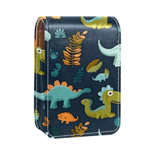 Reise Lippenstift Organizer Etui,Lippenstift Etui,tragbare Make up Tasche mit Spiegel,Farbiger Dinosaurier von YTYVAGT