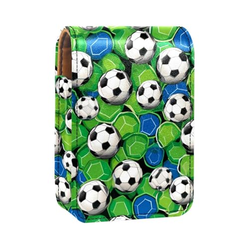 Reise Lippenstift Organizer Etui,Lippenstift Etui,tragbare Make up Tasche mit Spiegel,Fußball Fußbälle Blumen von YTYVAGT