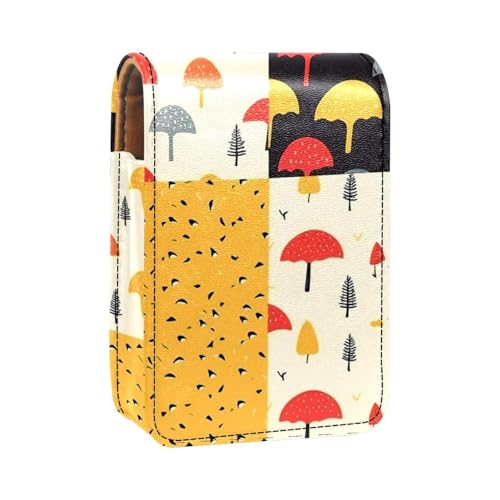 Reise Lippenstift Organizer Etui,Lippenstift Etui,tragbare Make up Tasche mit Spiegel,Regenschirm Blatt Regenwolke von YTYVAGT