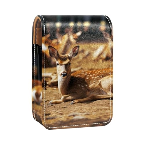 Reise Lippenstift Organizer Etui,Lippenstift Etui,tragbare Make up Tasche mit Spiegel,Tierfamilie Hirsch Reise Lippenstift Organizer Etui,Lippenstift Etui,tragbare Make up Tasche mit Spiegel,Tierfamilie Hirsch von YTYVAGT
