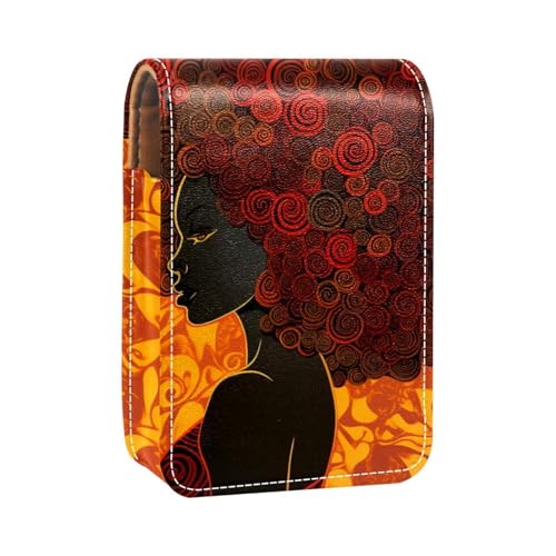 Reise Lippenstift Organizer Etui,Lippenstift Etui,tragbare Make up Tasche mit Spiegel,afrikanische Frauen Haar ethnischen Stil von YTYVAGT