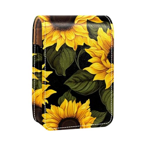 Reise Lippenstift Organizer Etui,Lippenstift Etui,tragbare Make up Tasche mit Spiegel,blühende Sonnenblume von YTYVAGT