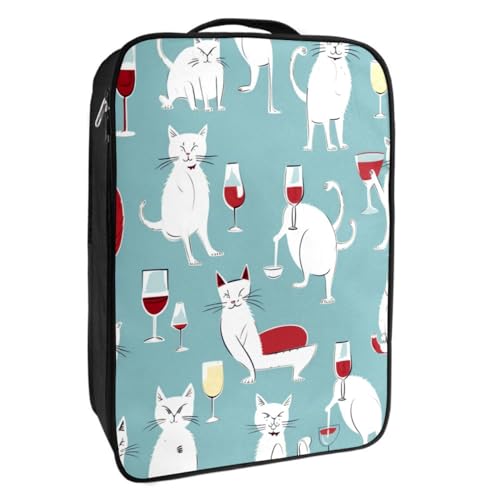 Schuhtaschen für die Reise,Reiseschuhtaschen zum Verpacken,Schuhreisetasche,Weinglas Rotwein Katzen von YTYVAGT