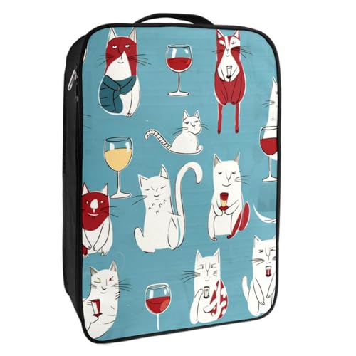 Schuhtaschen für die Reise,Reiseschuhtaschen zum Verpacken,Schuhreisetasche,Weinglas Rotwein Katzen von YTYVAGT