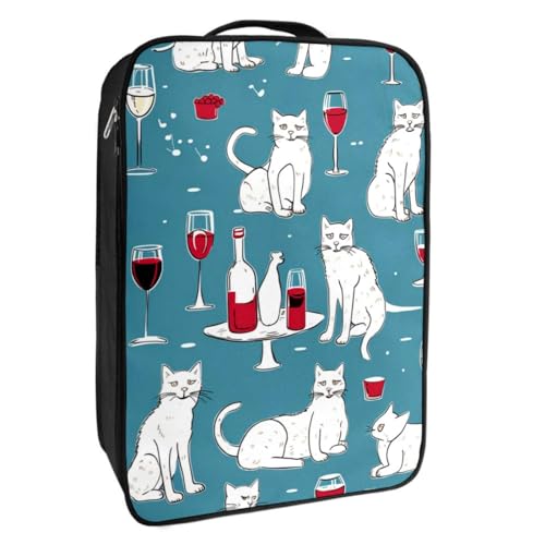 Schuhtaschen für die Reise,Reiseschuhtaschen zum Verpacken,Schuhreisetasche,Weinglas Rotwein Katzen von YTYVAGT