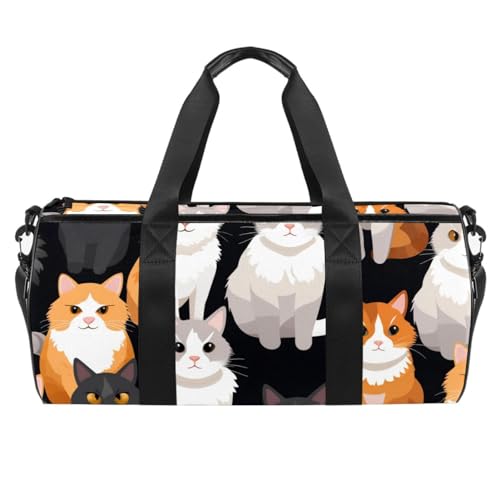 Turnbeutel für Herren, Reisetaschen für Damen, Cartoon-Tier-Katzen, Workout-Tasche von YTYVAGT