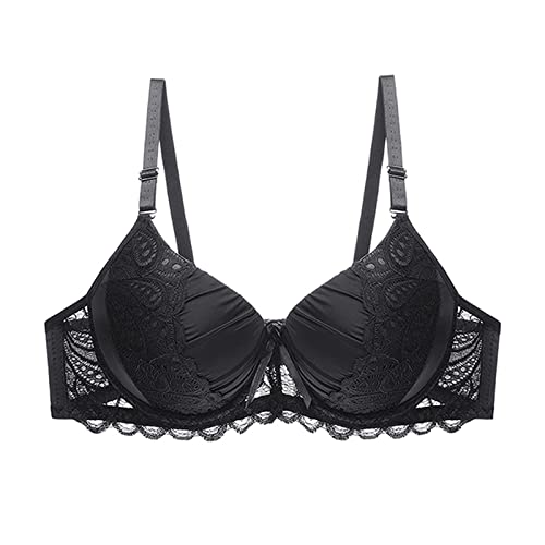 BH-Unterwäsche Push-up-Frauen-BH-Spitze Solide Bralette,Schwarz,95B von YUANCHENG