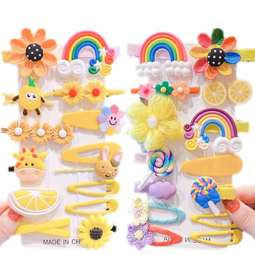 28 Stück Kinder Haarspangen Mädchen Haarschmuck Haarspangen Spangen Mädchen Für Mädchen, Blumen, Früchte, Bunt, Regenbogen, Süßigkeiten, Desserts, Niedliche Tier-haarspangen-set von YUANHEHE