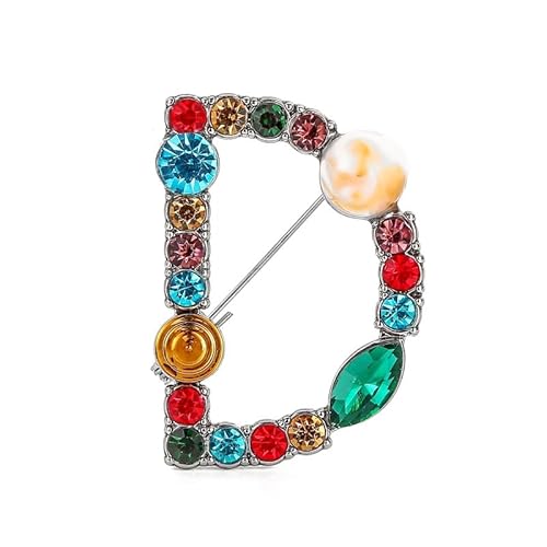 Alphabet-Brosche für Damen und Herren, Initialen-Anstecker mit A–Z, gold- und silberfarben, modisches Schmuckgeschenk (D) von YUANHUYUOU