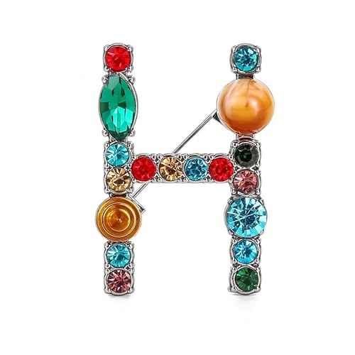 Alphabet-Brosche für Damen und Herren, Initialen-Anstecker mit A–Z, gold- und silberfarben, modisches Schmuckgeschenk (H) von YUANHUYUOU