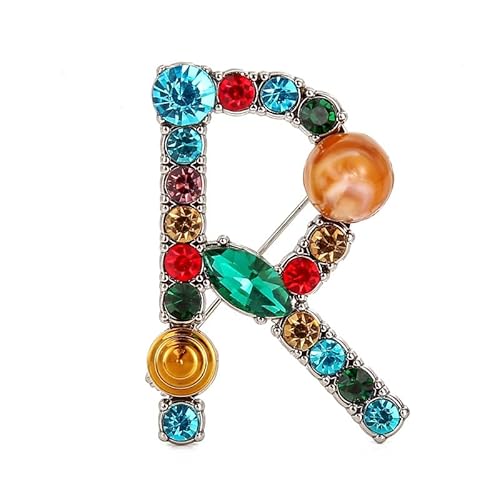 Alphabet-Brosche für Damen und Herren, Initialen-Anstecker mit A–Z, gold- und silberfarben, modisches Schmuckgeschenk (R) von YUANHUYUOU