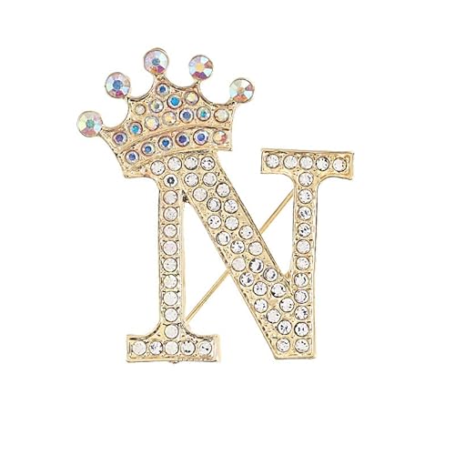 Buchstabenbrosche mit Perlen-Anstecker und Schmuckschatulle für Damen und Herren, personalisiertes Namensgeschenk (N) von YUANHUYUOU