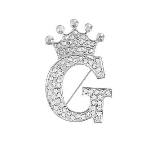 Initialen-Brosche – A–Z, 26 Buchstaben, vergoldet, mit Kristall-Strasssteinen, für Damen, personalisiertes Namensgeschenk (G) von YUANHUYUOU