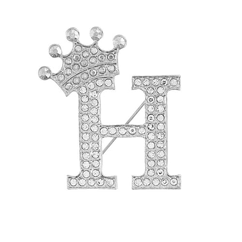 Initialen-Brosche – A–Z, 26 Buchstaben, vergoldet, mit Kristall-Strasssteinen, für Damen, personalisiertes Namensgeschenk (H) von YUANHUYUOU