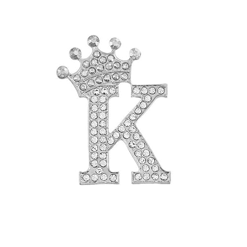 Initialen-Brosche – A–Z, 26 Buchstaben, vergoldet, mit Kristall-Strasssteinen, für Damen, personalisiertes Namensgeschenk (K) von YUANHUYUOU