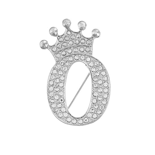 Initialen-Brosche – A–Z, 26 Buchstaben, vergoldet, mit Kristall-Strasssteinen, für Damen, personalisiertes Namensgeschenk (O) von YUANHUYUOU