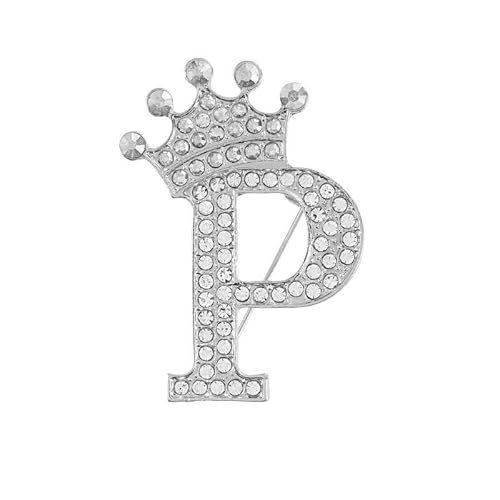 Initialen-Brosche – A–Z, 26 Buchstaben, vergoldet, mit Kristall-Strasssteinen, für Damen, personalisiertes Namensgeschenk (P) von YUANHUYUOU