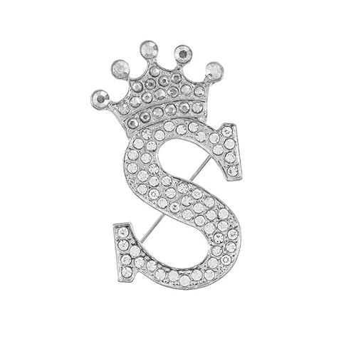 Initialen-Brosche – A–Z, 26 Buchstaben, vergoldet, mit Kristall-Strasssteinen, für Damen, personalisiertes Namensgeschenk (S) von YUANHUYUOU