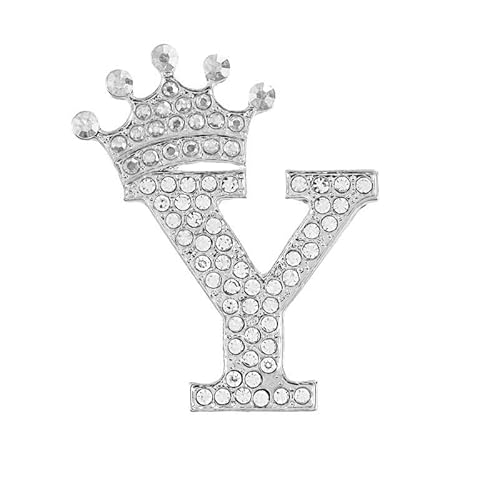 Initialen-Brosche – A–Z, 26 Buchstaben, vergoldet, mit Kristall-Strasssteinen, für Damen, personalisiertes Namensgeschenk (Y) von YUANHUYUOU