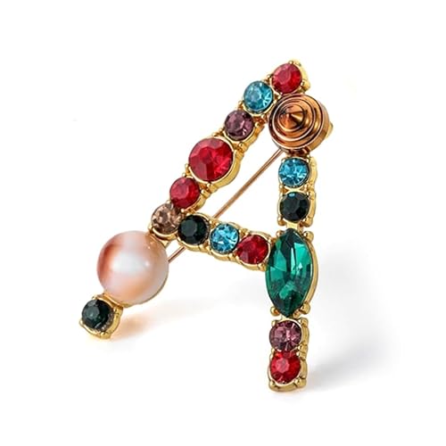 Initialen-Brosche für Damen, Perlen-Anstecker für Anzüge, Mäntel, Kleider, Hüte und Taschen, Geschenk für die Ehefrau (A) von YUANHUYUOU
