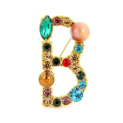 Initialen-Brosche für Damen, Perlen-Anstecker für Anzüge, Mäntel, Kleider, Hüte und Taschen, Geschenk für die Ehefrau (B) von YUANHUYUOU