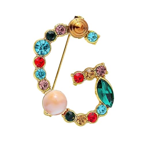 Initialen-Brosche für Damen, Perlen-Anstecker für Anzüge, Mäntel, Kleider, Hüte und Taschen, Geschenk für die Ehefrau (G) von YUANHUYUOU