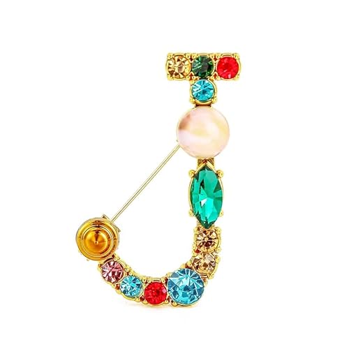 Initialen-Brosche für Damen, Perlen-Anstecker für Anzüge, Mäntel, Kleider, Hüte und Taschen, Geschenk für die Ehefrau (J) von YUANHUYUOU