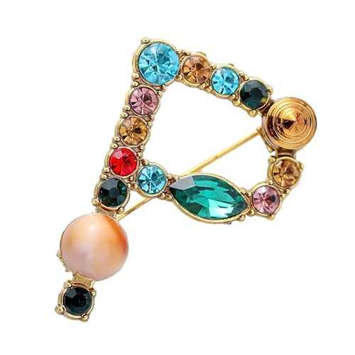 Initialen-Brosche für Damen, Perlen-Anstecker für Anzüge, Mäntel, Kleider, Hüte und Taschen, Geschenk für die Ehefrau (P) von YUANHUYUOU