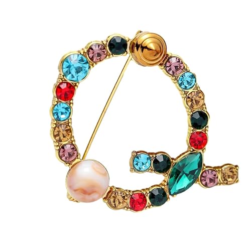 Initialen-Brosche für Damen, Perlen-Anstecker für Anzüge, Mäntel, Kleider, Hüte und Taschen, Geschenk für die Ehefrau (Q) von YUANHUYUOU