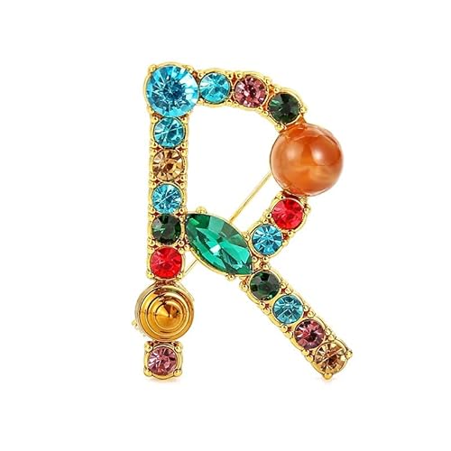 Initialen-Brosche für Damen, Perlen-Anstecker für Anzüge, Mäntel, Kleider, Hüte und Taschen, Geschenk für die Ehefrau (R) von YUANHUYUOU