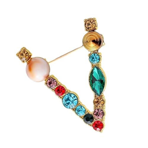 Initialen-Brosche für Damen, Perlen-Anstecker für Anzüge, Mäntel, Kleider, Hüte und Taschen, Geschenk für die Ehefrau (V) von YUANHUYUOU