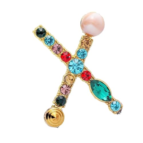 Initialen-Brosche für Damen, Perlen-Anstecker für Anzüge, Mäntel, Kleider, Hüte und Taschen, Geschenk für die Ehefrau (X) von YUANHUYUOU