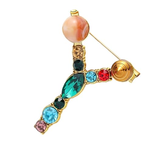 Initialen-Brosche für Damen, Perlen-Anstecker für Anzüge, Mäntel, Kleider, Hüte und Taschen, Geschenk für die Ehefrau (Y) von YUANHUYUOU