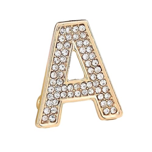 Initialen-Brosche für Damen, goldene Buchstaben-Anstecker mit Kristall-Strasssteinen, Geschenkidee für den Nikolaustag Für Sie (A) von YUANHUYUOU